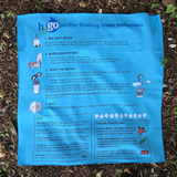 Survival bandana showing H2gO Water Purifier instructions
